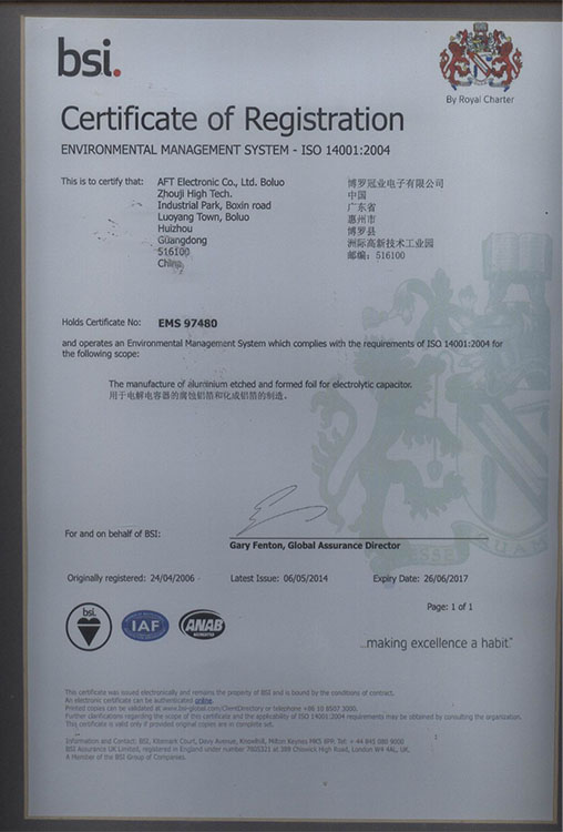 Environmental?system Certificate